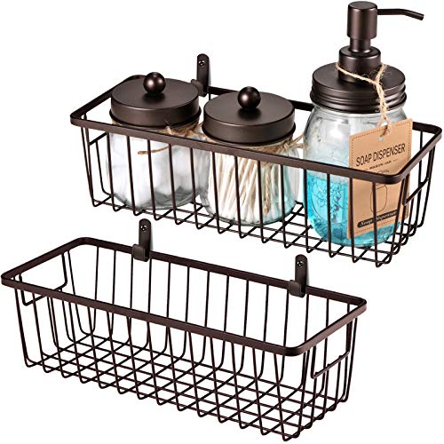 SheeChung Metal Wire Basket, Small Storage Baskets for Bathroom Kitchen - color: Bronze, size: Small, 2 Pack