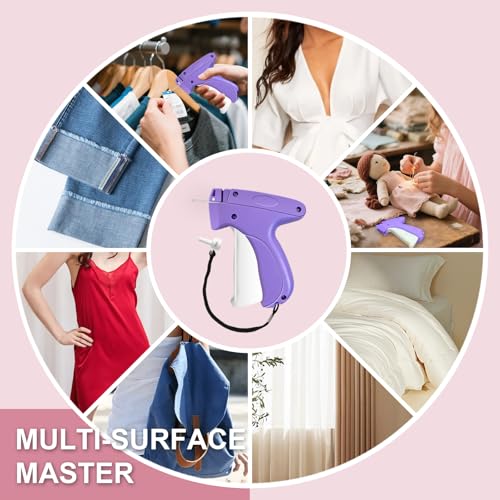 Stitch Gun for Clothes -Handheld Stitch Gun Quick Clothing Fixer - Mini Tag Gun - Includes 6 Fine Needles, 2000 Fasteners including 1000 Micro Black Fasteners & 1000 Micro White Fasteners (Purple)