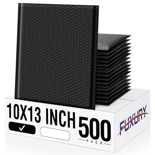Fuxury Bubble Mailers 10x13 Inch Black 500 Pack Bulk Padded Envelopes - color: Black, size: 10x13" 500PC