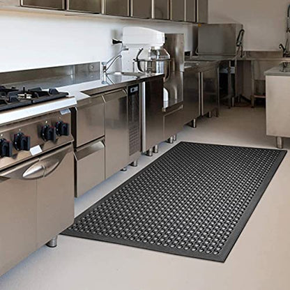 Rubber Floor Door mat Anti-Fatigue Commercial Restaurant Floor Mats 36" x 60" New Heavy Duty Non Slip Rubber Kitchen Drainage Mat Black Bar Floor Mat - size: 60"L x 36"W x 0.4"Th