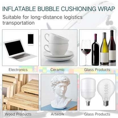 PerKoop 1 Rolls Inflatable Bubble Air Pillows, 12" x 175' Wrap with Pump - size: 12"x175'