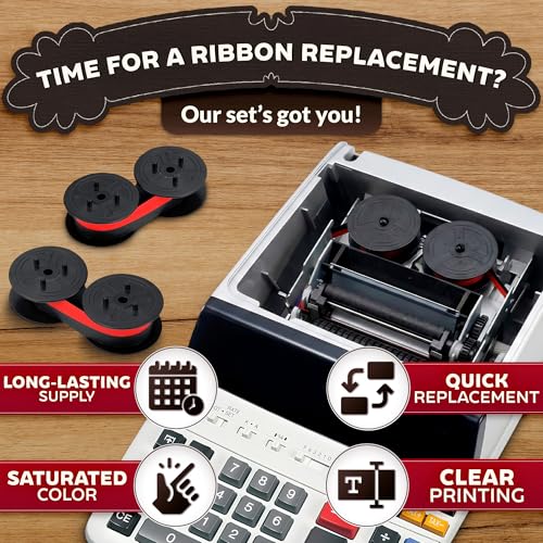 3 Pcs Canon MP11DX Calculator Ink Ribbon, Red/Black, 18 ft x 0.5 in