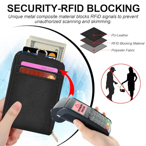 Lanyards Wallets for ID Badge Holder, ID Case with Zipper, Credit Card Holder for Women, Detachable Neck Lanyard Wrist Strap with Keychain Phone Holder for Teacher Student Gifts Black - color: Black