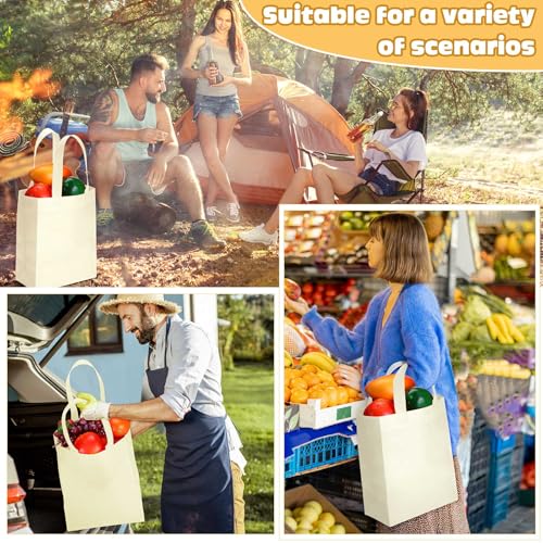 Windyun 50 Pcs Reusable Tote Bag Bulk 8 x 4 x 10 Inch, Beige - color: Beige