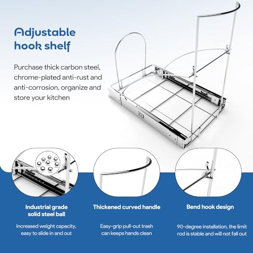 Pull Out Trash Can Under Cabinet & Under Sink, Heavy Duty Slider Organizer