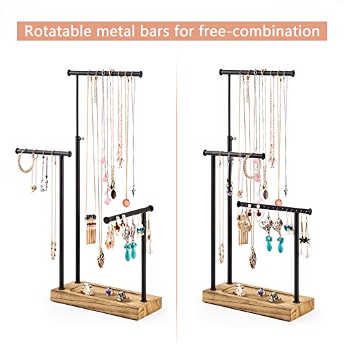 SRIWATANA Carbonized Black Jewelry Organizer Stand, Tall Necklace Holder - color: carbonized black and black