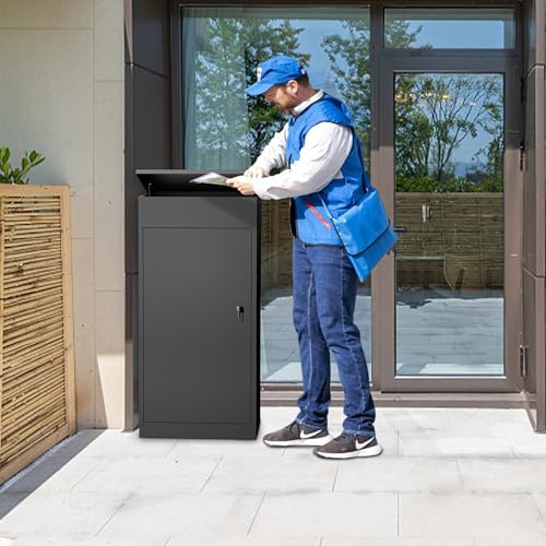 Package Delivery Boxes for Outside, Large Mailbox for Parcel 19.7”x16.1x”41.3”, Anti-Theft Parcel Mailbox with Coded Lock, Wall Mounted Waterproof Home Parcel Box for Porch Yard, Galvanized Steel - size: 19.7”x16.1”x41.3”