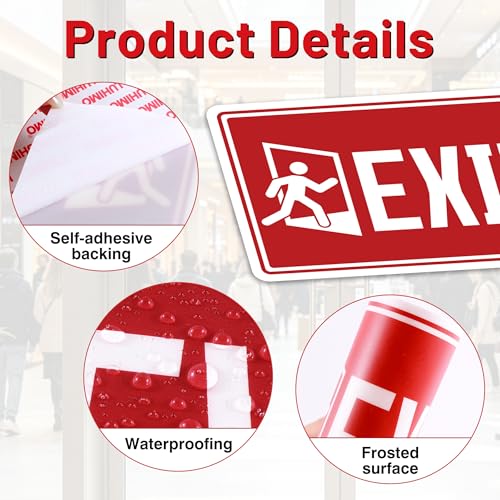 2PCS Emergency Exit Only Signs Sticker,Self Adhesive - color: Exit 463
