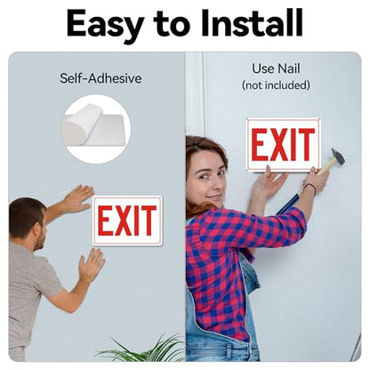 5 Pack Exit Signs, Exit Sign Stickers for Door and Wall Mount - High Visibility Safety Sign, Premium Self-Adhesive Vinyl Easy to Install (White) - color: Exit Sign White