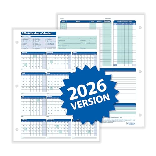 ComplyRight 2027 Attendance Calendar Kit, White, Pack of 25 - size: 25 Pack, style: Attendance Calendar Kit