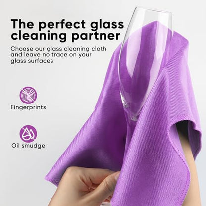 HOMEXCEL Glass Cleaning Cloths 6PK, Streak Free Towel for Windows, 14x16in - color: Purple, size: 14 x 16 Inch