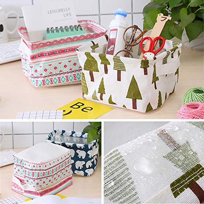 6-Pack Foldable Canvas Storage Baskets with Handle (Style B) - color: Style B