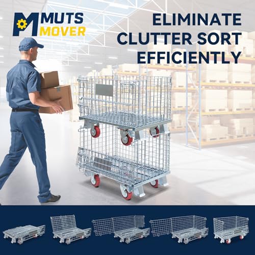 32"x20"x24" Heavy Duty Platform Truck with Cage, Foldable Flatbed Hand Truck Dolly with 4.7” Swivel Casters, 1500LBS Capacity Push Cart for Warehouse, Garage, Grocery, Laundry