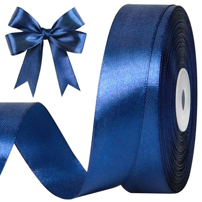 Dark Blue Satin Ribbon, 1 Inch, 50 Yards - color: dark blue