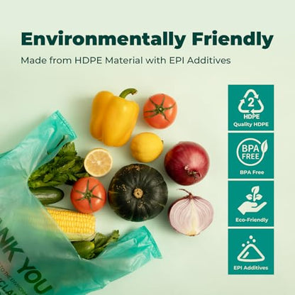 FMP Brands Eco Biodegradable Plastic Grocery Bags with Handles