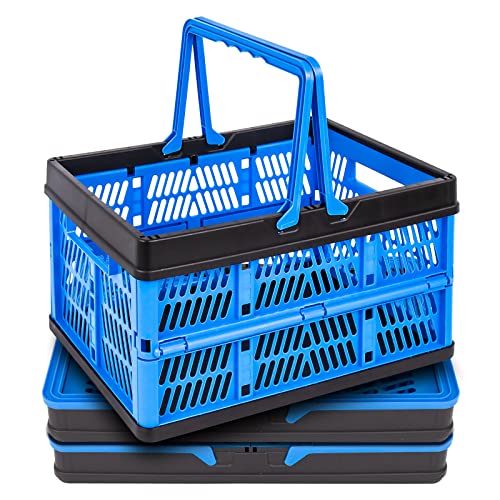 3-Pack Collapsible Storage Baskets, Stackable Plastic Crates