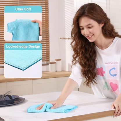 JOYMOOP Microfiber Cleaning Cloth, 18 Piece Set, Medium, Cyan - color: K