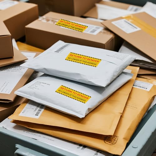 100PCS Return to Sender No Longer at This Address Stickers,3x1 Inch Self Adhesive Label Please Return to Sender Stickers for Letter Envelope Mailbox Postal Service Cartons Shipping(Yellow)