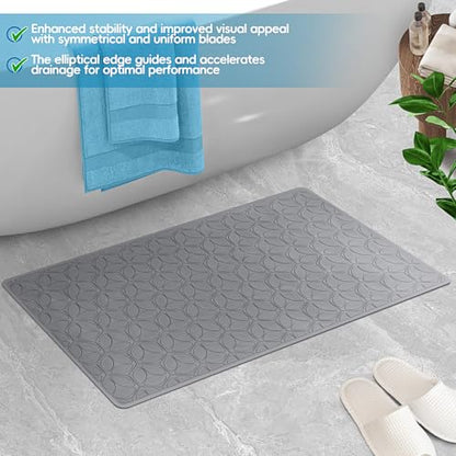 Non-Slip Rubber Bathtub Mat with Suction Cups, 16 × 28 Inch (Gray) - color: Gray, size: 28" x 16" (Rectangular)