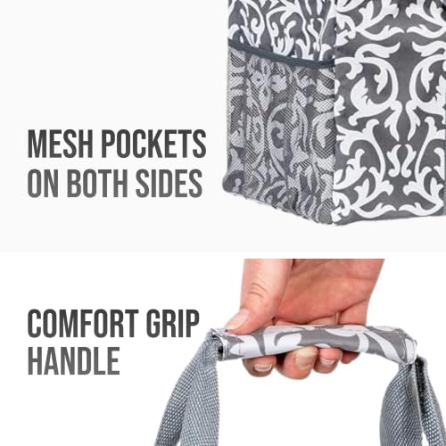 Extra Large Utility Tote Bag - Oversized Collapsible Beach Bag - Damask Gray - color: Damask Gray