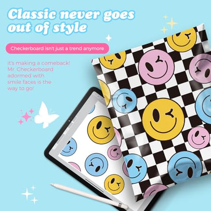 Fuxury Poly Mailers 10x13" 50pcs,Cute Shipping Bag for Clothes,Checkerboard - color: Smile Face, size: 10x13" 50pcs