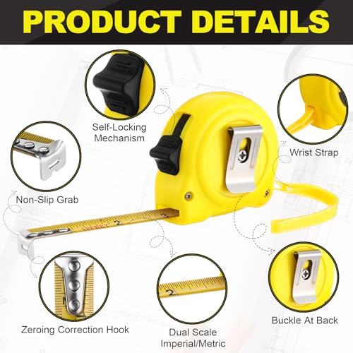 Xuhal 24 Pcs 12 ft Mini Tape Measure Retractable Bulk Small Measuring Tape Pocket Size Measurement Tool for Operation Christmas Items Party Favor Gift Stuffer for Men - size: 12 ft