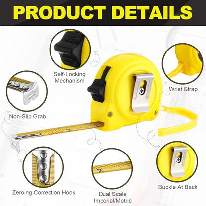Xuhal 24 Pcs 12 ft Mini Tape Measure Retractable Bulk Small Measuring Tape Pocket Size Measurement Tool for Operation Christmas Items Party Favor Gift Stuffer for Men - size: 12 ft