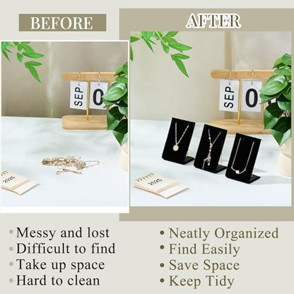 RattanView 12 Pcs Velvet Earring Display Stand Necklace Holder Black - color: Black