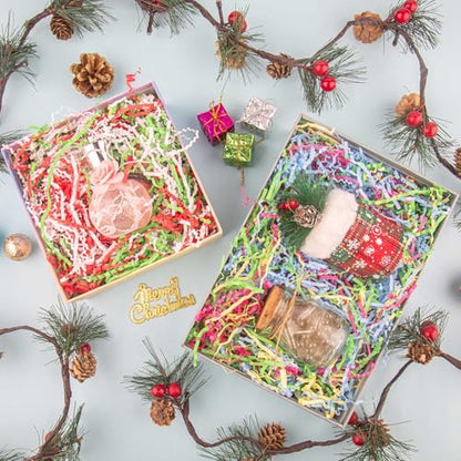 Caleihd Crinkle Cut Paper Shred Filler Gift Cushion Streamer 3 Mix Color - color: Green& Red& White