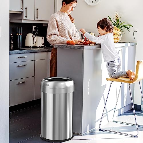 iTouchless 13 Gallon / 50 L Deodorizer Open Top Trash Can and Recycle Bin - color: Steel Silver 13 Gal Round