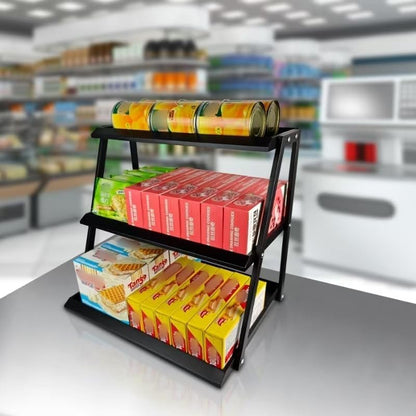 CozyNova 3 tier candy display - Snack holder with snack holder - Multi-functional counter snack and chip holder for stores - Cupcake display stand（Black）