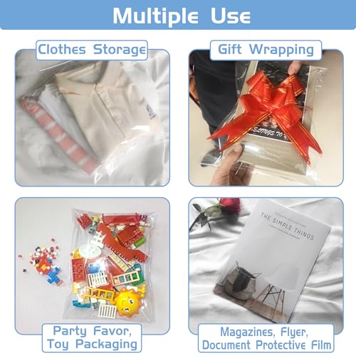 QOIUSO Clear Self‑Sealing Cellophane Bags 14x20 Inches, 60Pack Clear Plastic Poly Shipping Bags for Clothing Shirt Small Business Packaging Storage & Mailing - color: 14x20 Inch - 60Pcs