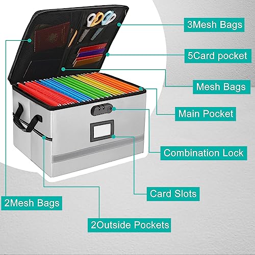 EXLIFBAG Fireproof File Organizer with Lock, 1 Layer - color: Grey, size: 1 Layer