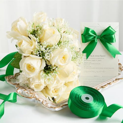 Emerald Green Satin Ribbon, 1 Inch, 50 Yards - color: emerald green