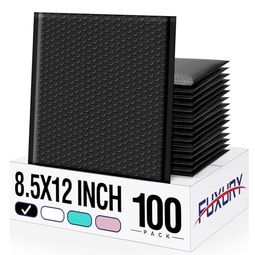 Fuxury Black Bubble Mailers 8.5x12" Padded Envelopes 100 Pack Bulk - color: Black, size: 8.5x12" 100PC