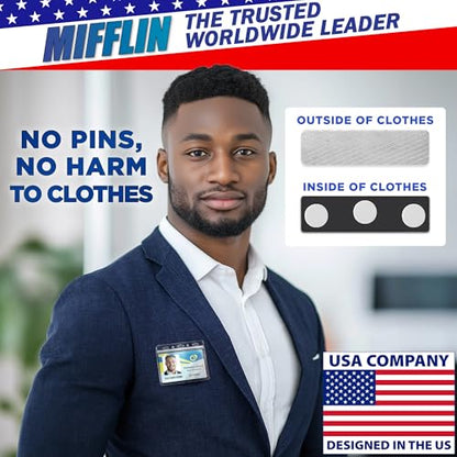 Mifflin-USA - Name Tag Magnets - 400 Pack, 1.75 x 0.5 Inches - Premium ID Badge Holder with 3 Extra Strong Neodymium Magnets - size: 400 Pack