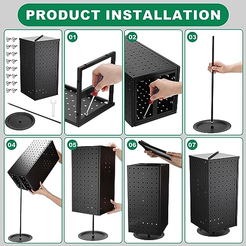 Wesiti Rotating Pegboard Display Stand Counter with 20 Hooks, 17", Black - size: 17"