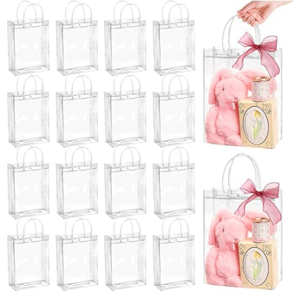 Jutieuo 24 PCS Clear Gift Bags with Handles, 7.9 x 9.8 x 3.2 Inches