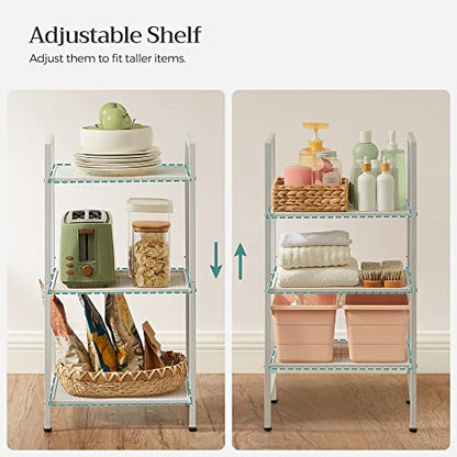 SONGMICS 3-Tier Storage Rack, Bathroom Shelf, Extendable Plant Stand - color: White, size: 3 Tiers