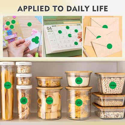 Color-Coded Dot Sticker 1 inch Permanent Adhesive Round Label Green 4 Rolls - color: Green, size: 4 Rolls-4000PCS