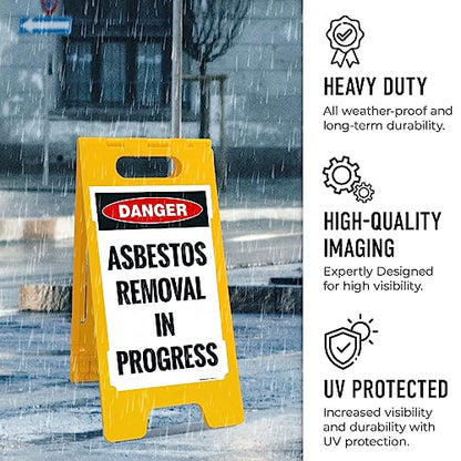 OSHA Danger Asbestos Removal in Progress Sidewalk Sign Kit, - size: 10x16 Inches, style: A-frame + 2 Panel Kit