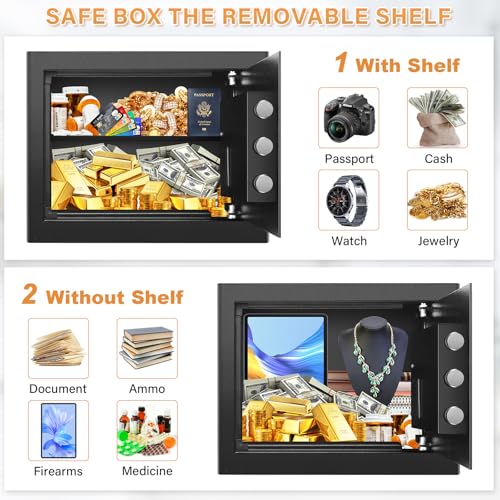 BUKUMO Small Safe for Home, Mini Safe Box for College Dorm Room - size: 1.0 Cub