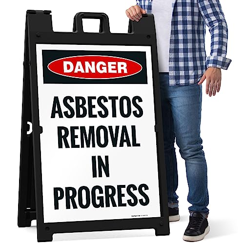 OSHA Danger Asbestos Removal in Progress Sidewalk Sign Kit, - size: 24x36 Inches, style: A-frame + 2 Panel Kit