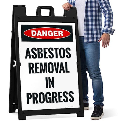 OSHA Danger Asbestos Removal in Progress Sidewalk Sign Kit, - size: 24x36 Inches, style: A-frame + 2 Panel Kit