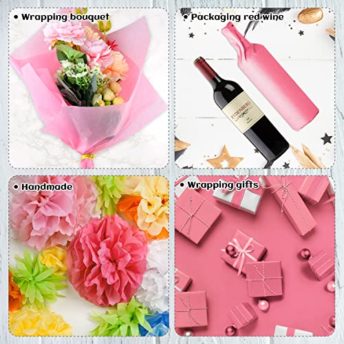 NEBURORA 120 Sheets Pink Tissue Paper Wedding Gift Wrap Paper - color: Pink