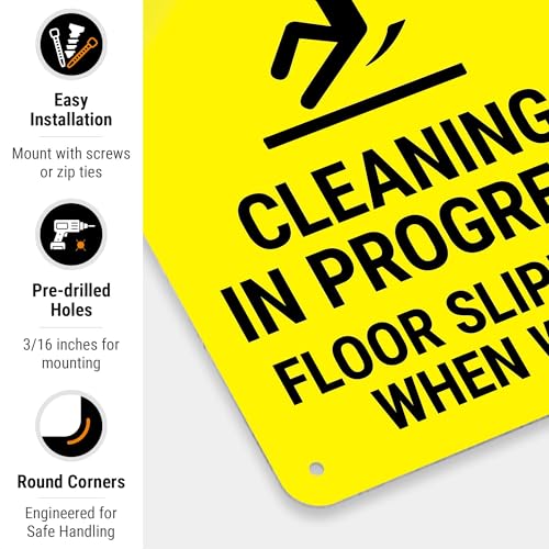 Caution Cleaning in Progress Floor Slippery When Wet OSHA Sign, - size: 10x7