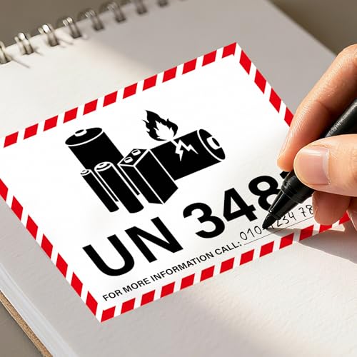 200 PCS UN 3481 Stickers Lithium Ion Battery Caution Labels - size: 4.7 x 4.3 Inches