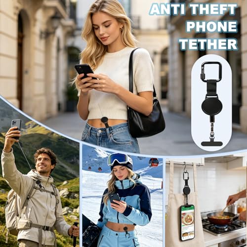 Retractable Phone Tether, Adjustable Anti-Theft Phone Lanyard