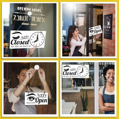 PLIGREAT Beauty Salon Open Closed Sign, 11.7" x 5.85" Welcome Business Sign - style: Beauty Salon
