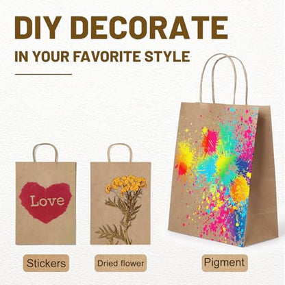 LIHOMR Gift Bags 5.9 "X3.15"X8.25", 50pcs Kraft Paper Bag with Handles - color: Multicolour, size: 8.25 x5.9x3.15 Inch (Pack of 100)
